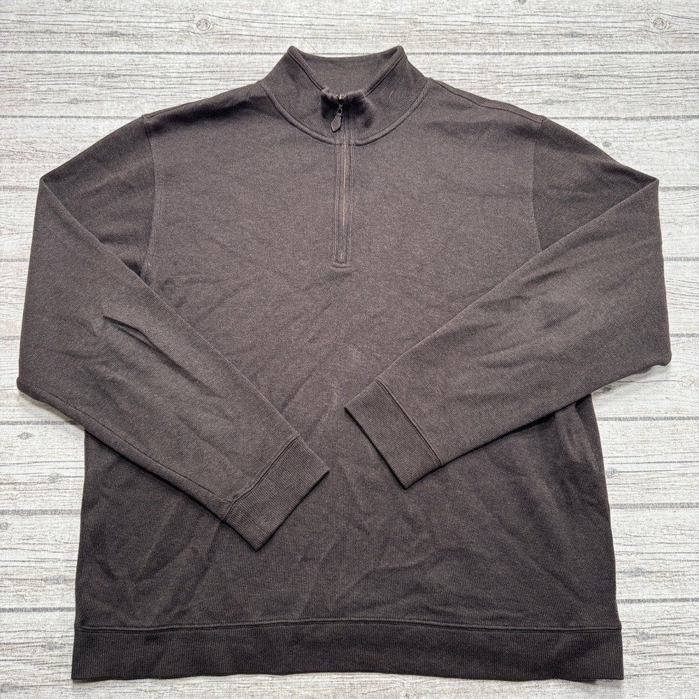 Brooks Brothers Sweater Men's Large Brown Quarter Zip Pullover Performance Knit